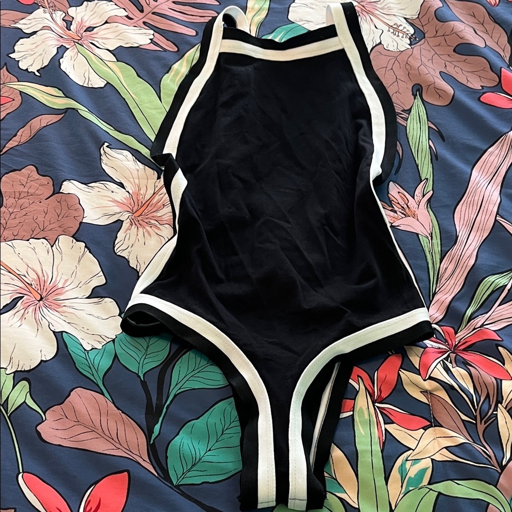 Black and white backless bodysuit